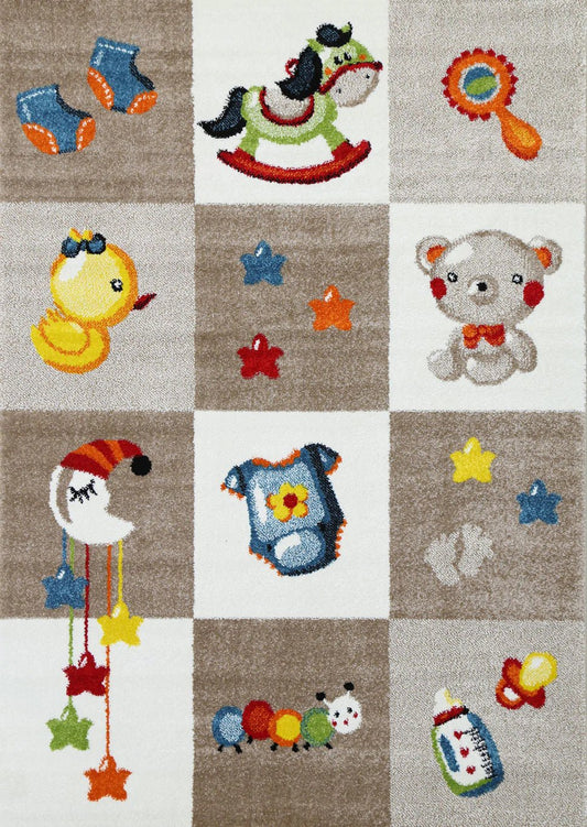 Happy Hands Bouncing Baby Grey Rug for playful kids room decor and comfort.