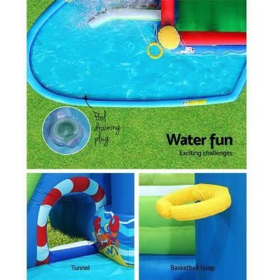 Inflatable water slide castle with blower perfect for home play, creating endless joy for kids.