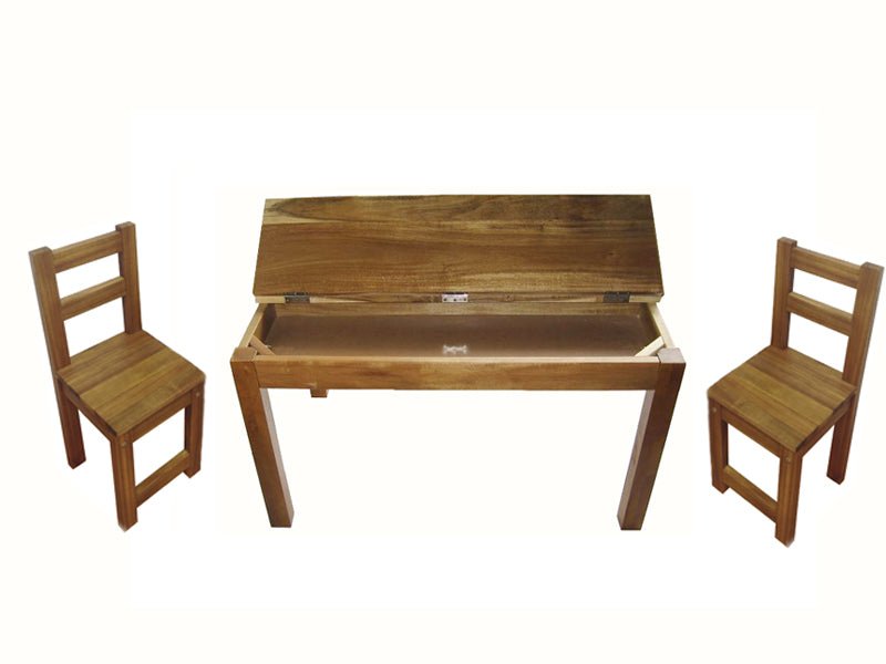 Hardwood Study Desk & 2 Standard Chairs (Acacia)