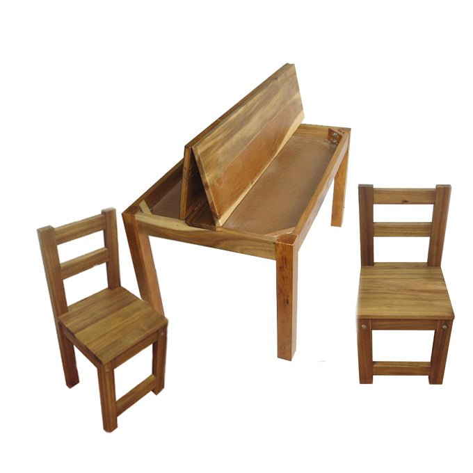 Hardwood Study Desk & 2 Standard Chairs (Acacia)