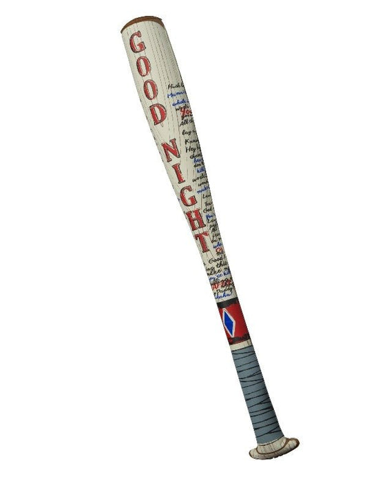 Harley Quinn inflatable bat replica from DC Comics movie, fun kids toy for play.