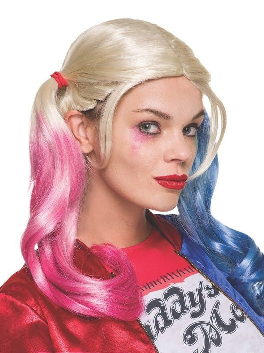 Harley Quinn wig for kids costume, inspired by DC Comics. Vibrant colors, perfect for play.