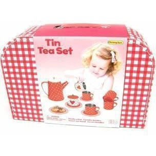 Adorable Heart Tin Tea Set for Kids with 13 Pieces for Playtime Fun