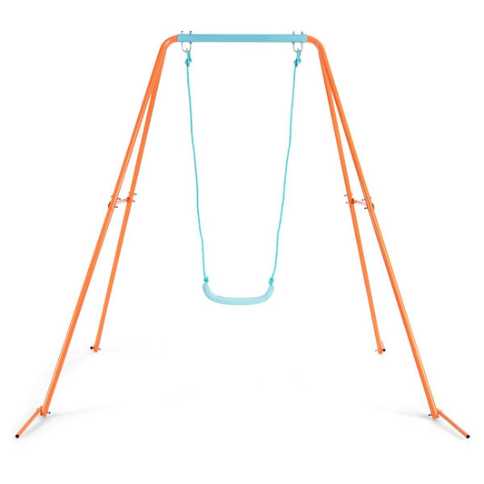 Stable A-Frame Metal Swing Set: Vibrant Orange Outdoor Play