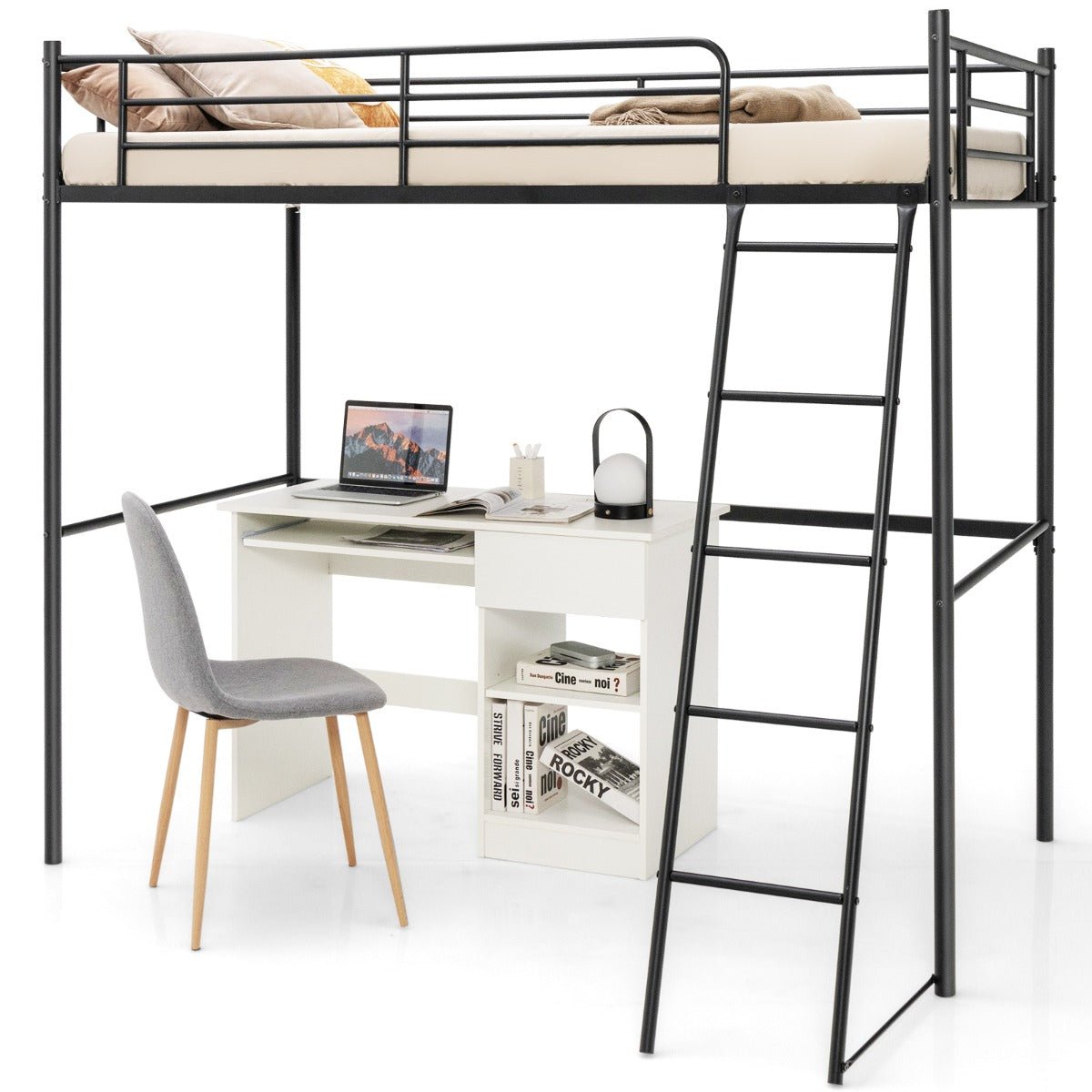 Heavy-duty Steel Bed Frame with High Guard Rails for Relaxation