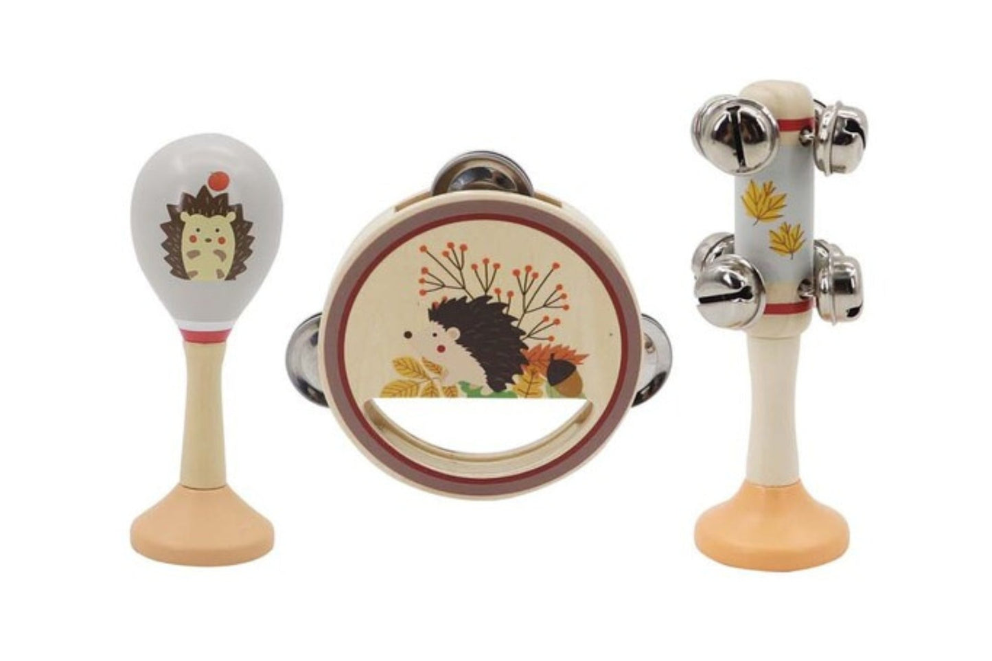 Wooden Hedgehog Musical Set - 3 pieces for childrens imaginative play and musical exploration.