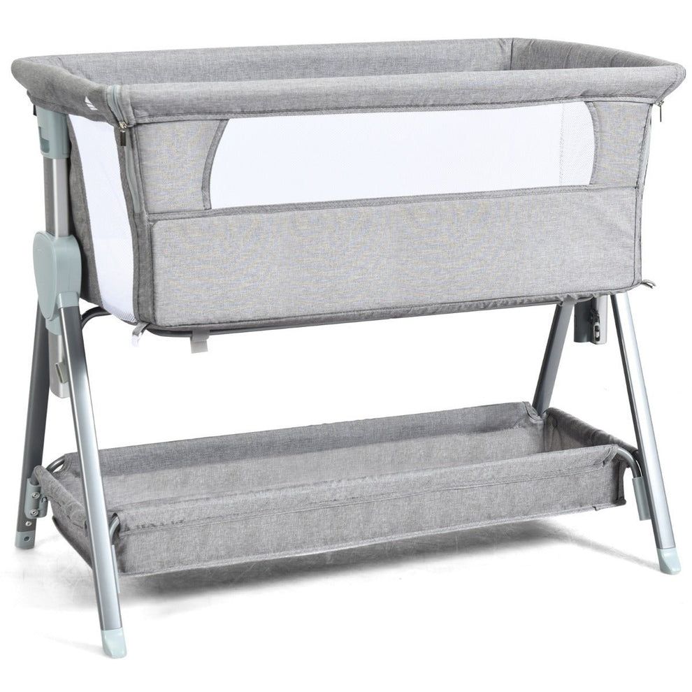 7-Level Adjustable Co-Sleeping Baby Cot with Wheels - Grey – Kids Mega Mart