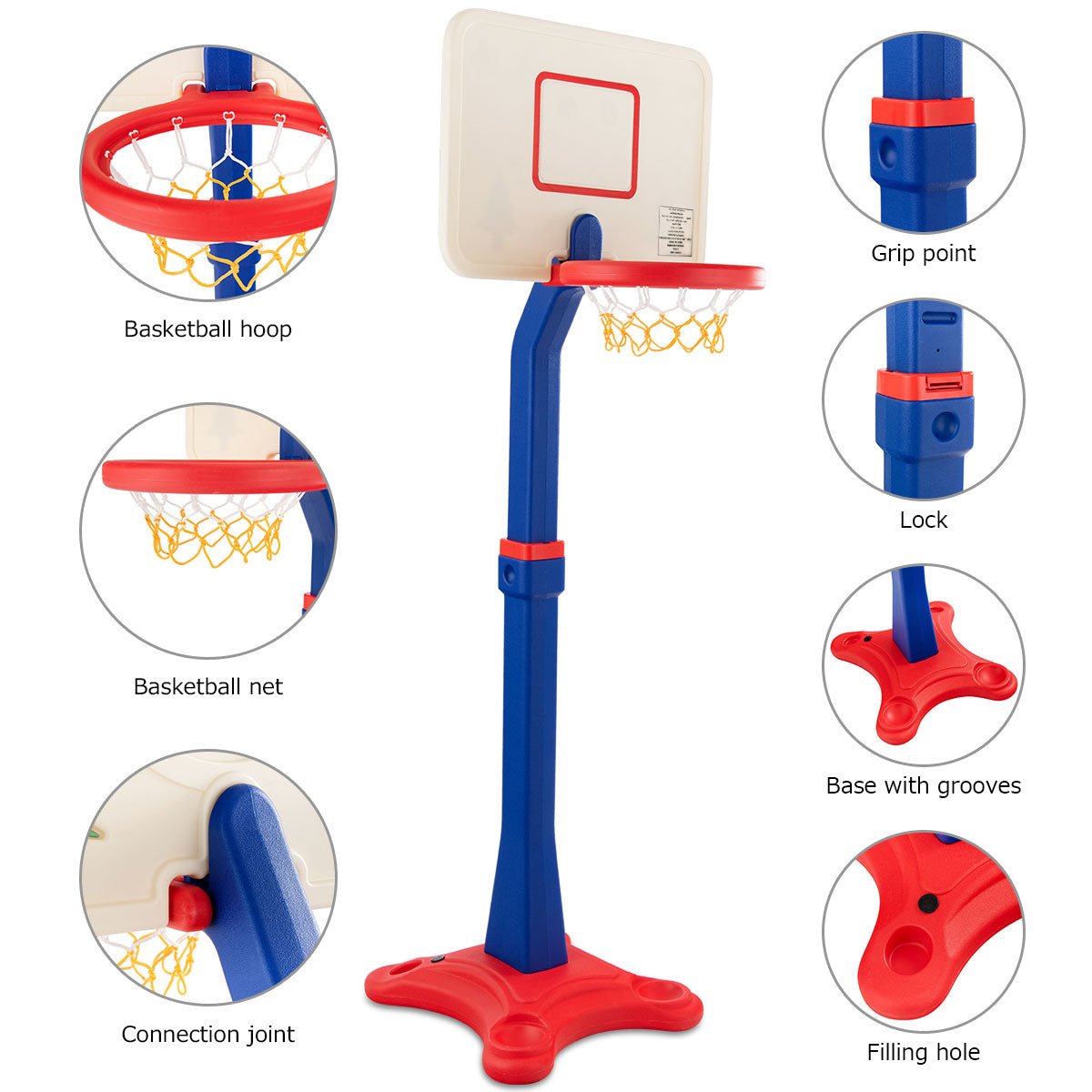 Rise and Shoot: Height Adjustable Toddler Basketball Hoop Stand for Playful Kids