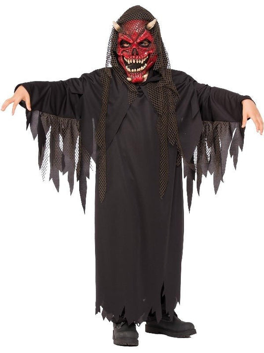 Demon Face Hellraiser Child Costume | Spooky mask and robe for Halloween dress-up.