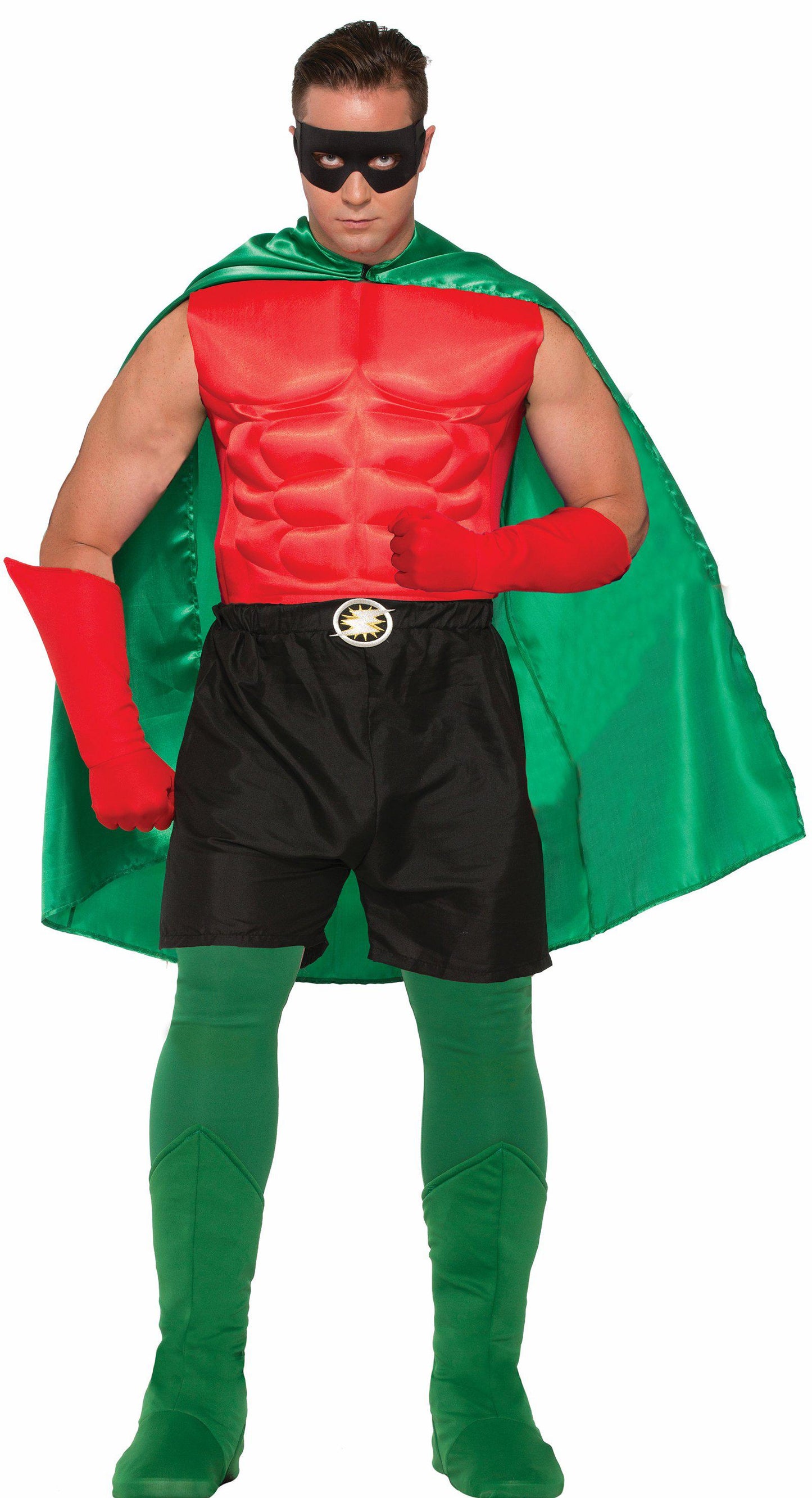 Green satin hero cape for adults, perfect costume accessory for childrens imaginative playtime.