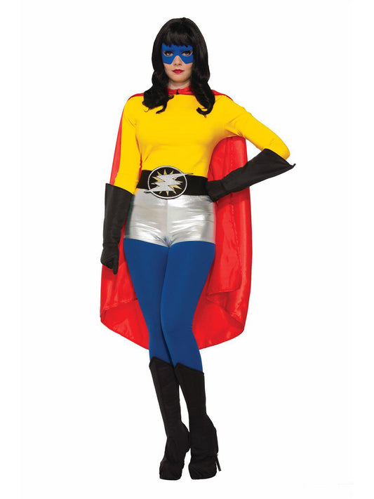 Red Satin Superhero Cape for Adults, perfect home accessory for childrens dress-up play.