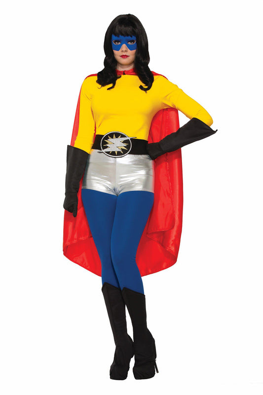 Vibrant red satin adult superhero cape, perfect for kids imaginative home play. Costume accessory.