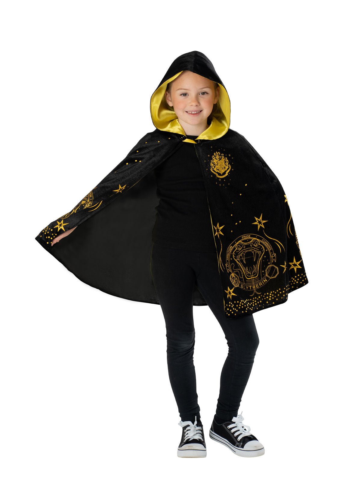 Kids Hogwarts Black Gold Hooded Robe