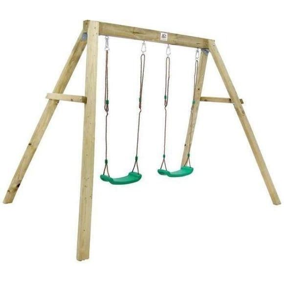 Lifespan Kids Holt 2-Station Wooden Double Swingset | Durable outdoor playset for active children.