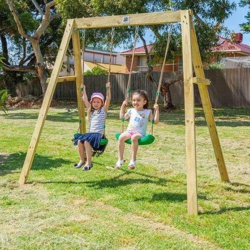 Lifespan Kids Holt Swingset | Double wooden swing for outdoor play, perfect for childrens backyard fun.