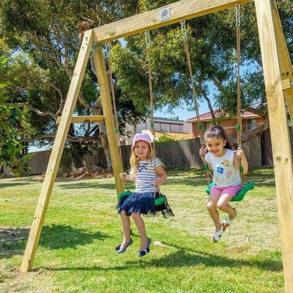 Lifespan Kids Holt 2-Station Wooden Double Swingset | Durable, fun outdoor play for kids backyard.