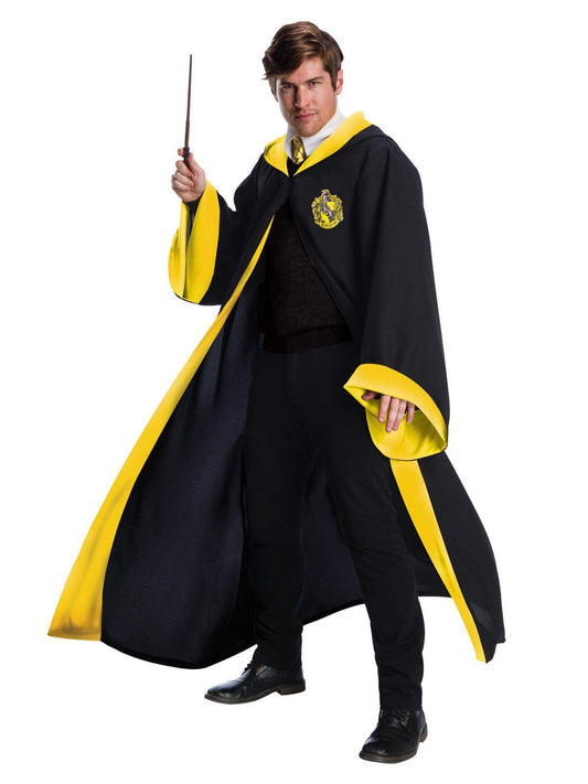 Hufflepuff adult robe from Harry Potter, perfect for cosplay or magical home wear.