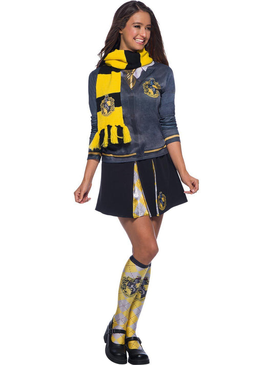 Hufflepuff scarf for kids, Harry Potter official merchandise, ideal for cozy home attire.