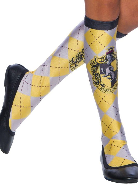 Hufflepuff House themed knee-high socks with Harry Potter design for kids cozy comfort.