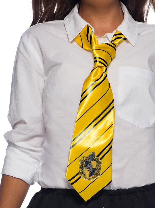 Hufflepuff House tie for Harry Potter costume, perfect for kids dress-up fun at home.