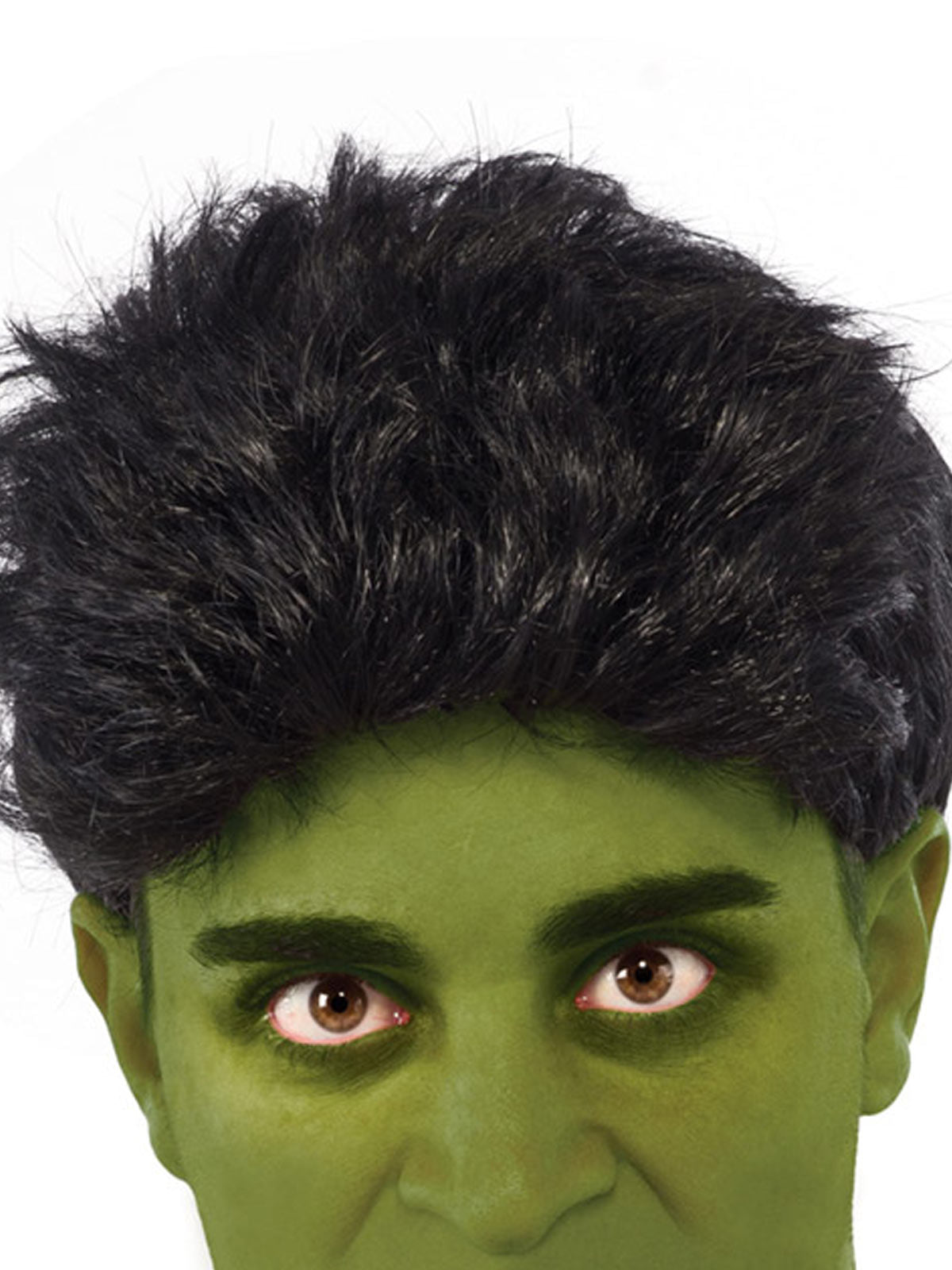 Adult Hulk black wig for superhero costume accessory, perfect for childs dress-up play.