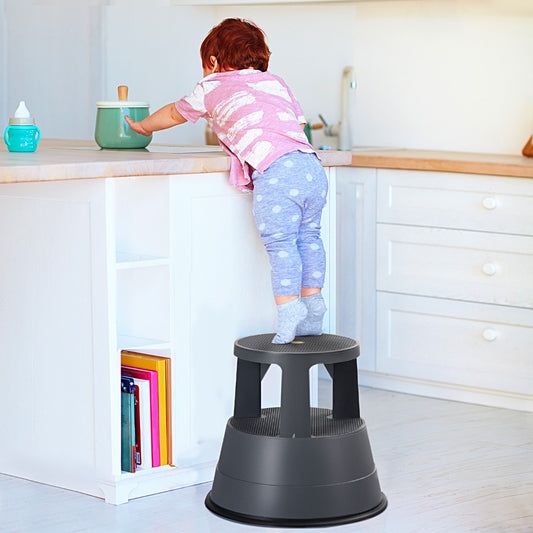Kids Safety Step Stool with Wheels - Non-Slip, 2-Step Ladder for easy home access.