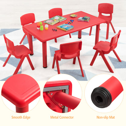 Vibrant Kids Table Set with 6 Chairs for Reading and Playtime Activities at Home