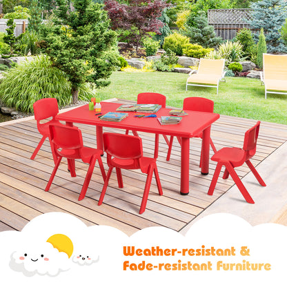 Kid-friendly table set with 6 chairs for reading and play activities at home