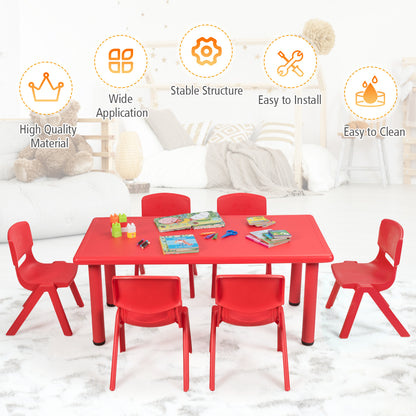 Colorful kids table and chairs set ideal for reading and playtime activities at home.