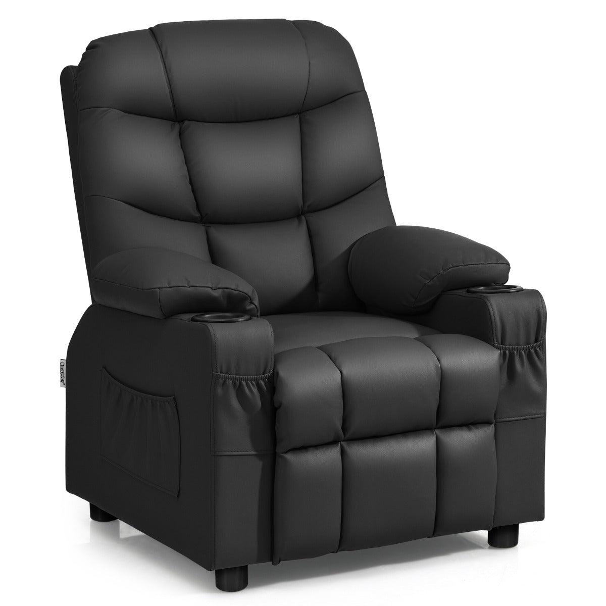 Childrens recliner chair with cup holder | PU leather, comfy design perfect for relaxation.