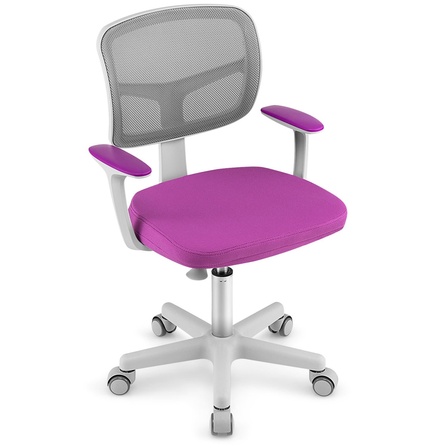 Kids ergonomic swivel chair and adjustable study table set for comfortable home learning.