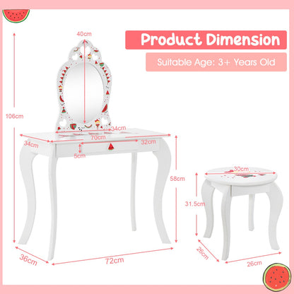 Kids 2-in-1 Dressing Table and Desk with Storage, Ages 3+ | Versatile furniture for play and study.