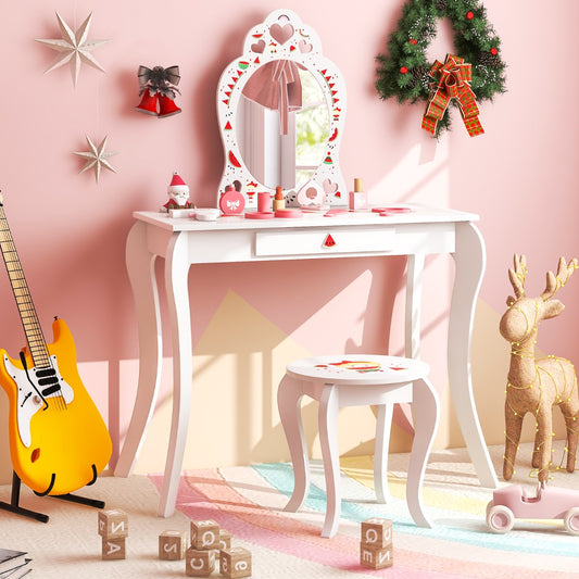 2-in-1 Kids Dressing Table and Desk with Storage, promotes imaginative play and organization.