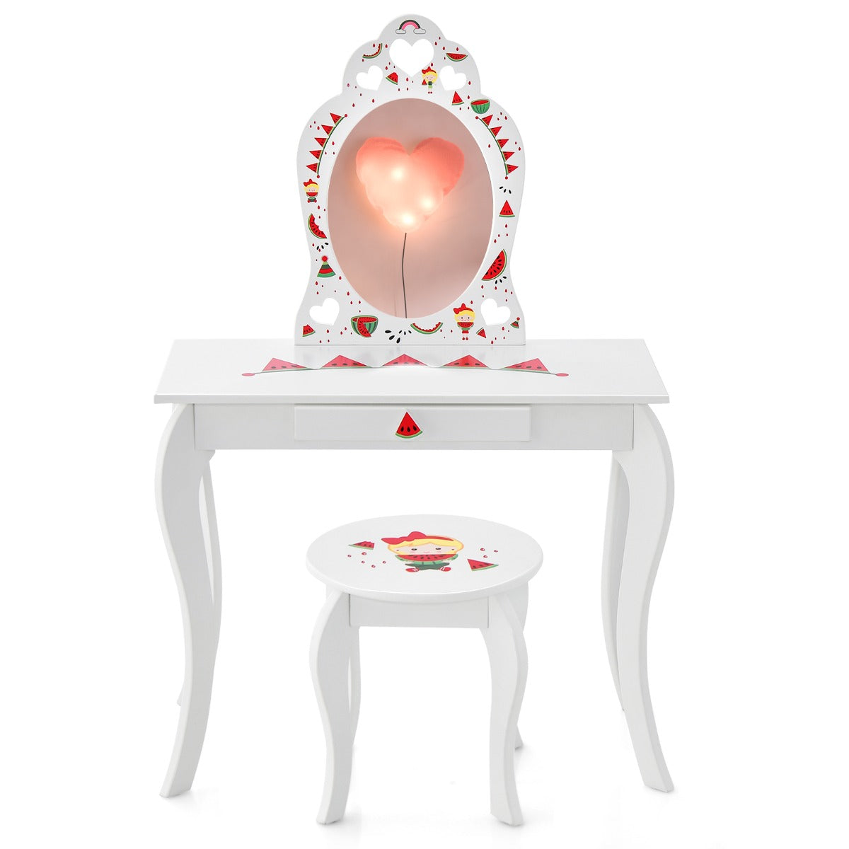 Kids 2-in-1 Dressing Table and Desk with Storage for Ages 3+, versatile furniture solution