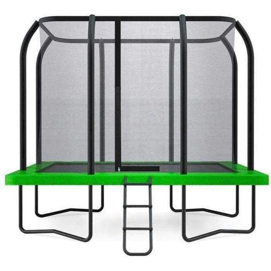 7x10ft HyperJump kids trampoline with safety net for backyard play. Safe, fun bouncing experience.