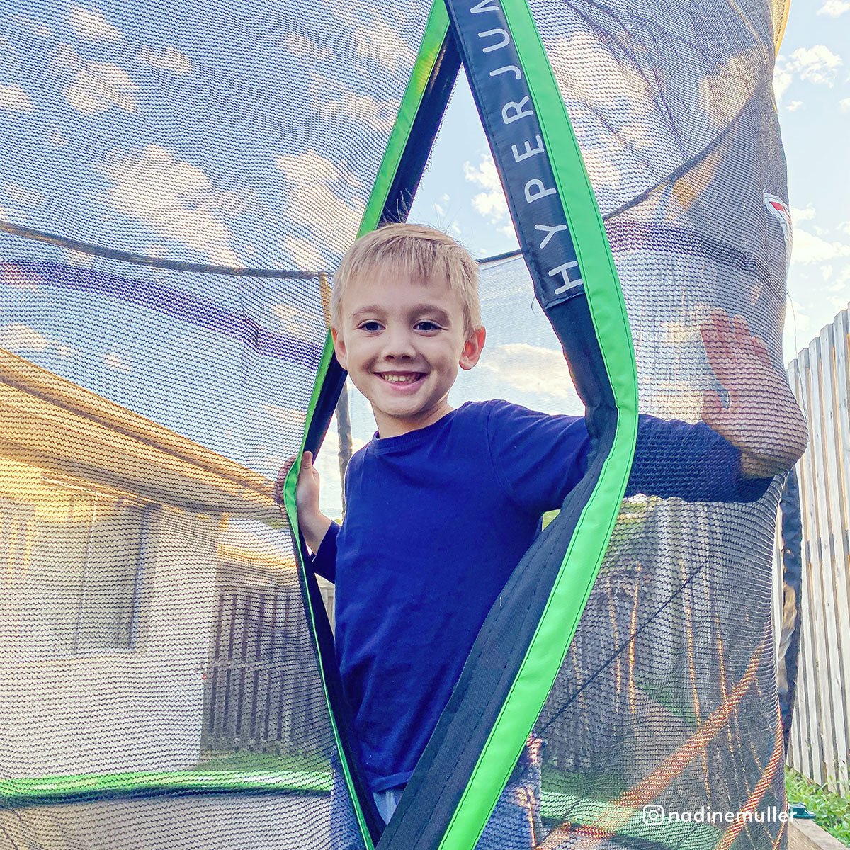 HyperJump4 10ft Spring Trampoline | Safe enclosure for kids active play at home.