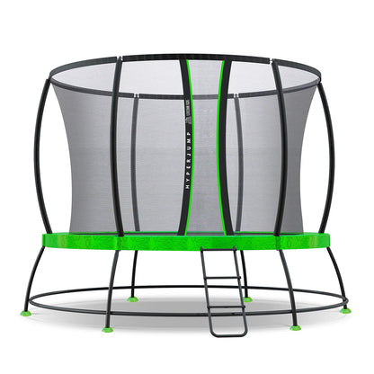 HyperJump4 8ft trampoline with safety enclosure for fun and safe play at home.