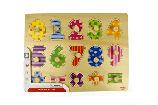 Numbers Maths Wooden Peg Puzzle for enhancing early numeracy skills, perfect for home learning.