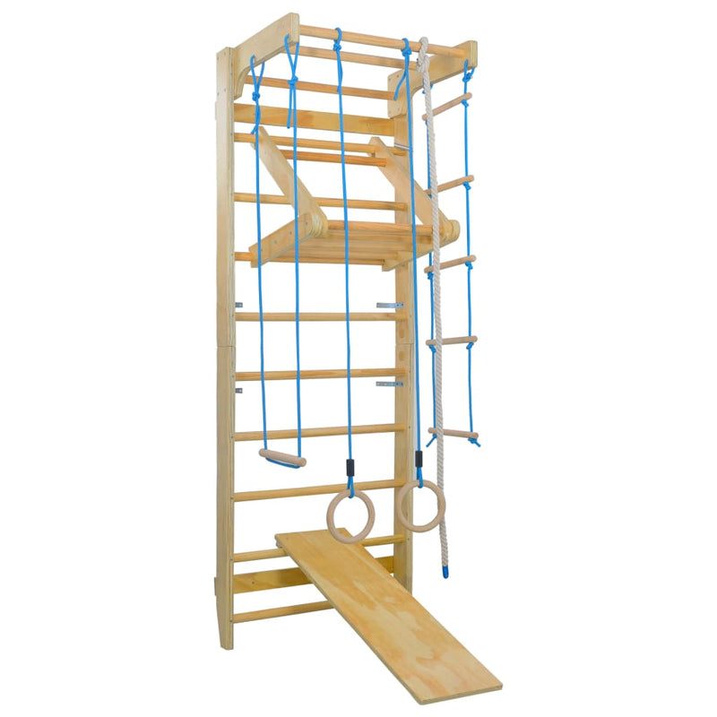 vidaXL Indoor Climbing Playset with Ladders Rings Slide Wood