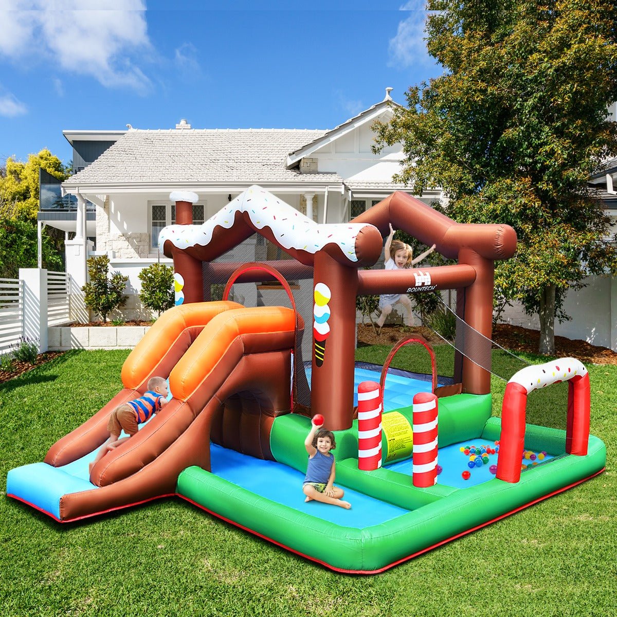 Kids Inflatable Bounce Castle - Slide Park for All-Day Entertainment (Blower Included)
