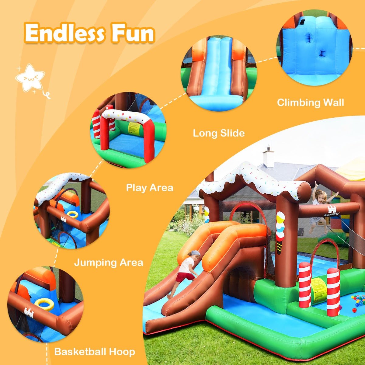 Inflatable Bounce Castle Slide Park - Endless Entertainment (Blower Included)