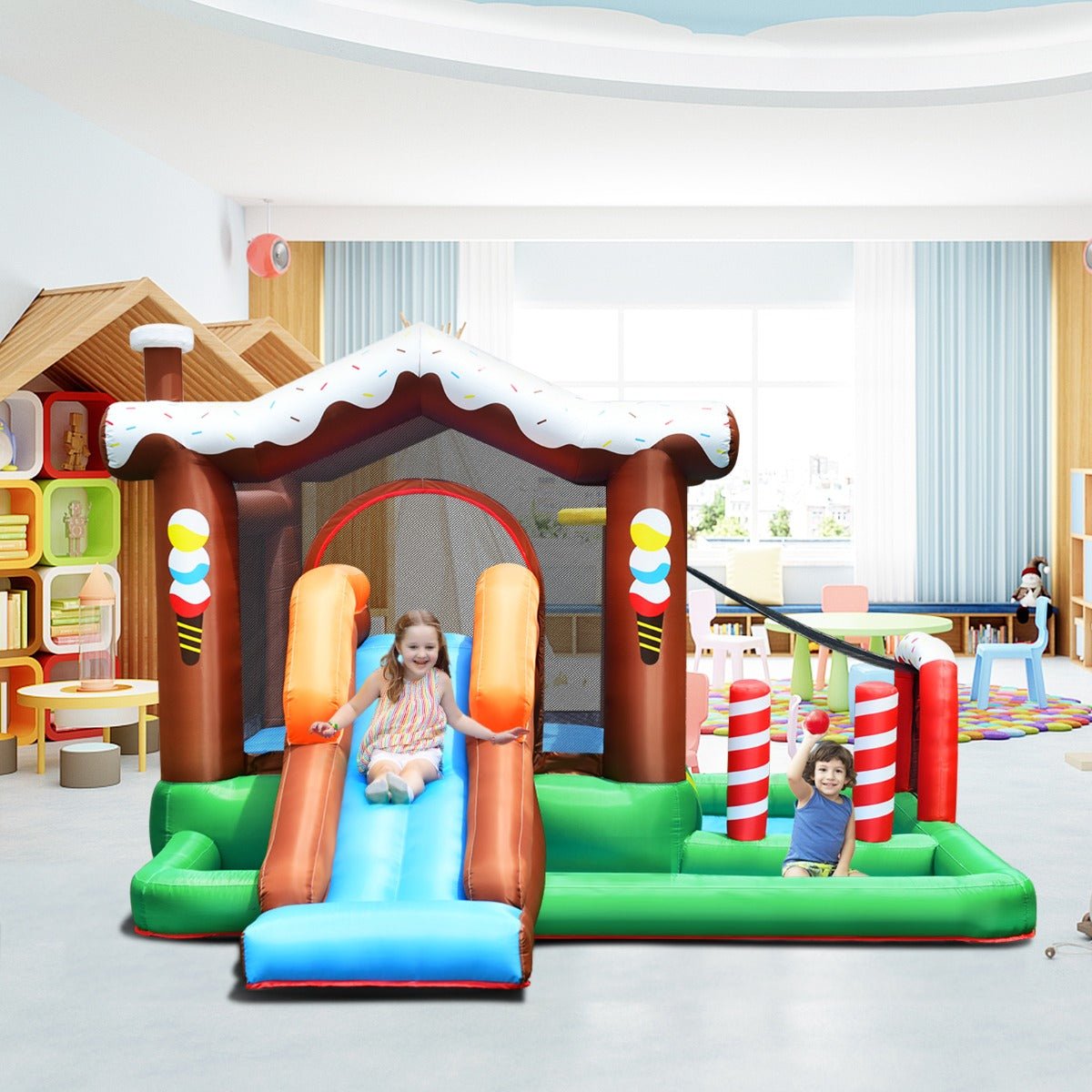 Inflatable Bounce Castle with Slide - Indoor/Outdoor Play (Blower Included)