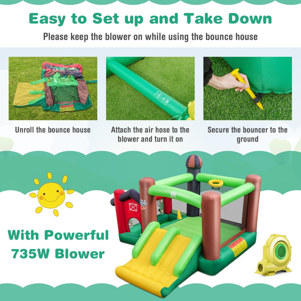 Children's Inflatable Bounce Castle - Double Slides and Outdoor Joy (Blower Included)