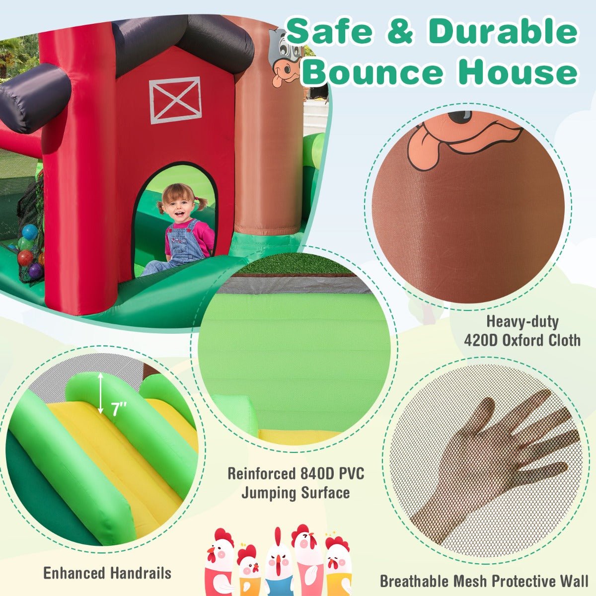 Inflatable Bounce Castle with Two Slides - Outdoor Playtime Delight (Blower Included)