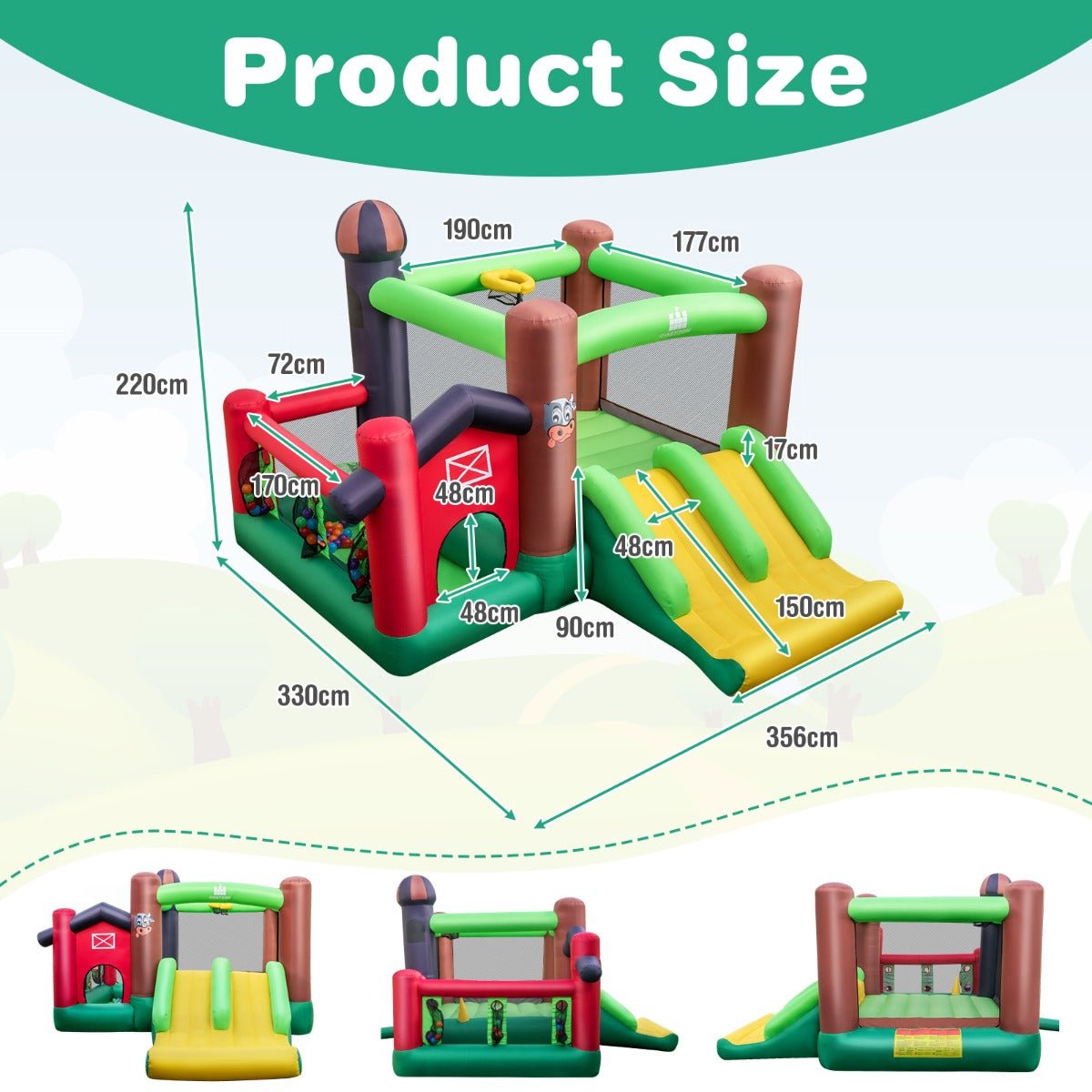 Kids Inflatable Bounce House - Two Slides for Outdoor Entertainment