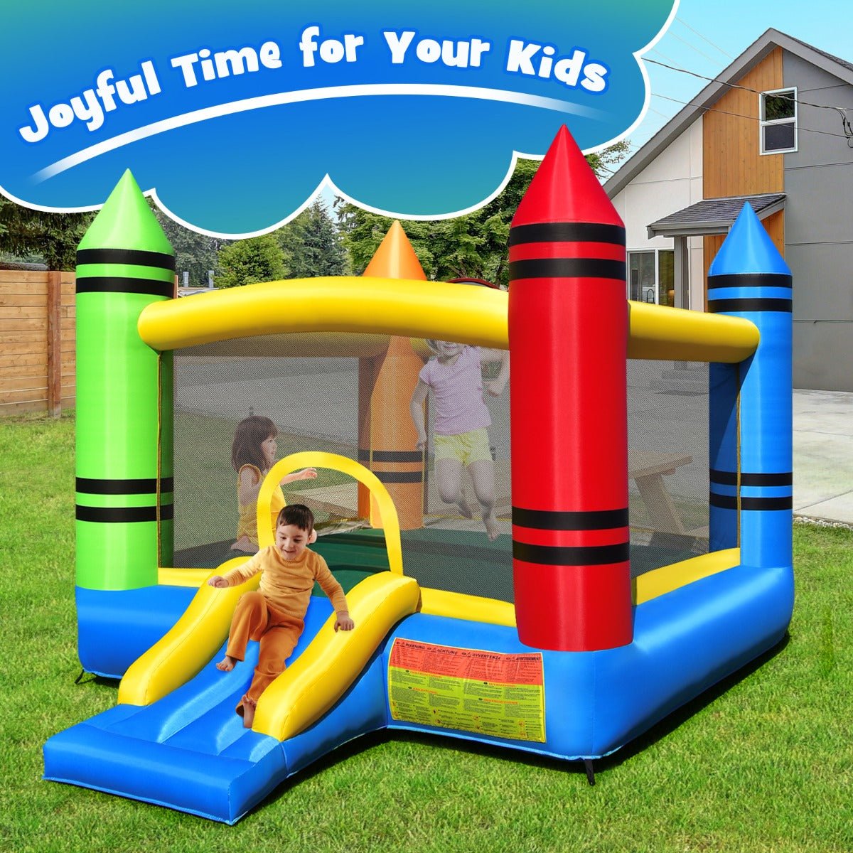 Boundless Fun: Inflatable Bounce House with Slide for Kids Playtime