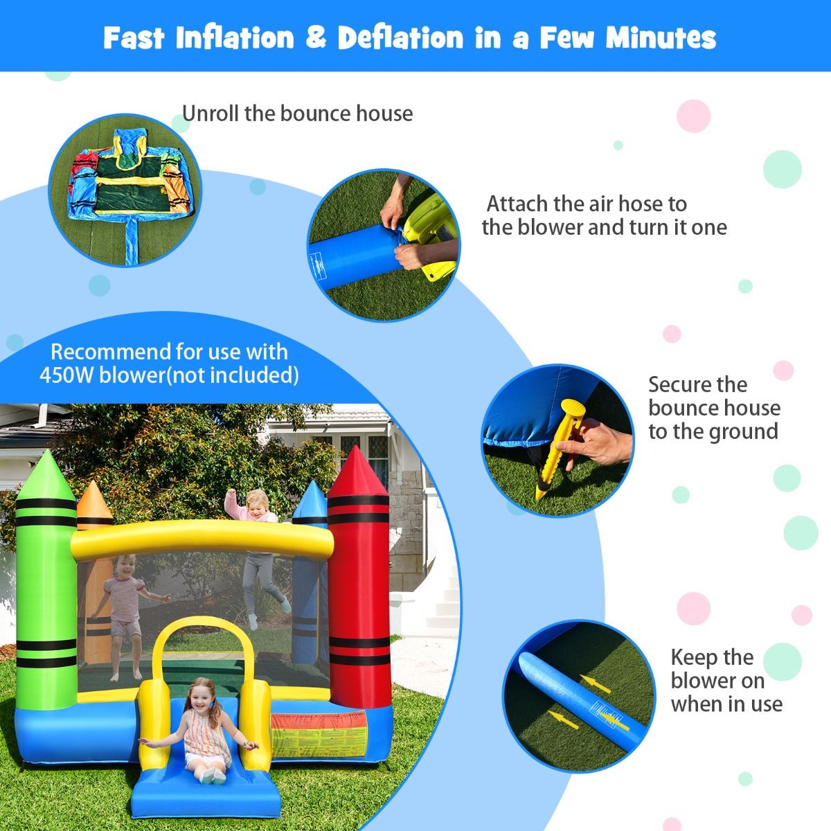 Energetic Play: Inflatable Bounce House with Exciting Slide for Kids