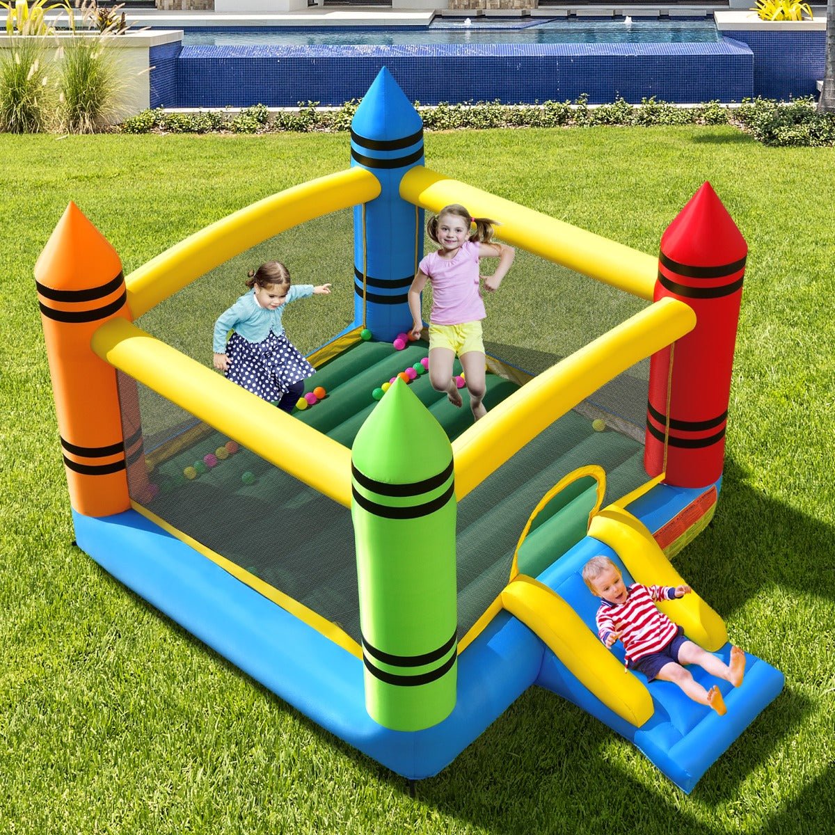 Jumping Joy: Inflatable Bounce House with Exciting Slide for Kids