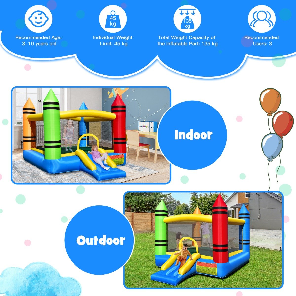 Active Adventure: Inflatable Bounce House with Slide for Kids Outdoor Fun