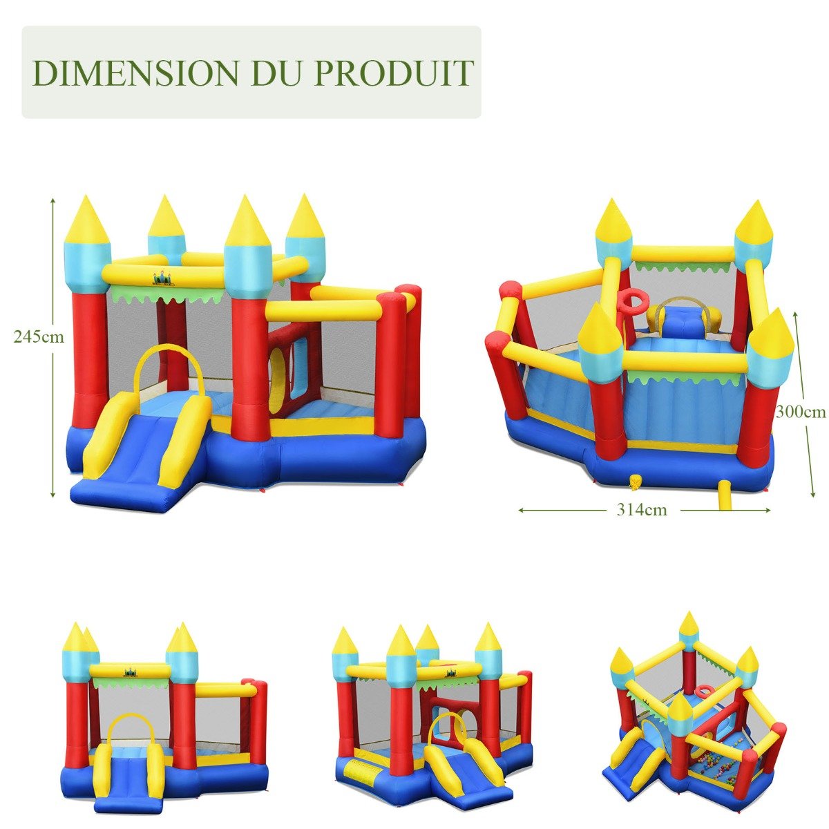 Inflatable Playhouse with Slide, Basketball & 100 Ocean Balls - Active Fun